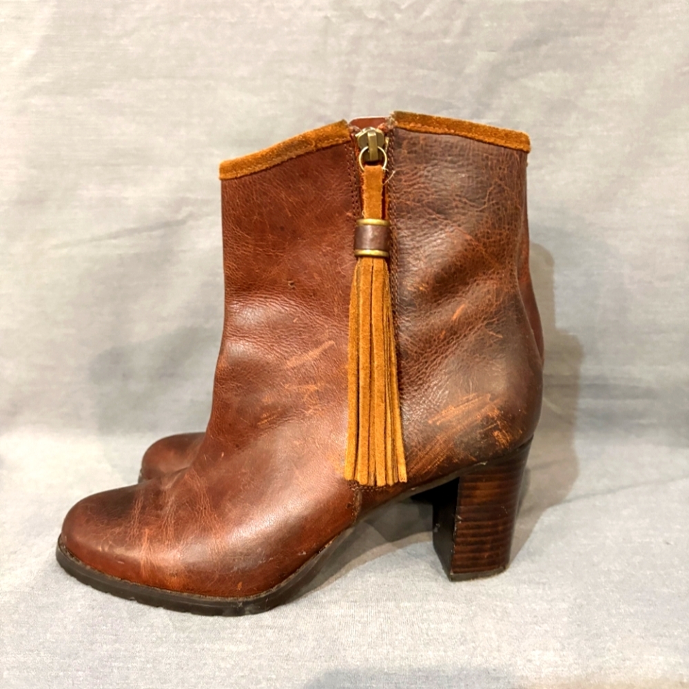 Ralph Lauren Brown Ankle Booties with Tassel Detail